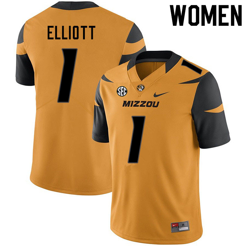 Women #1 Jordan Elliott Missouri Tigers College Football Jerseys Sale-Yellow - Click Image to Close
